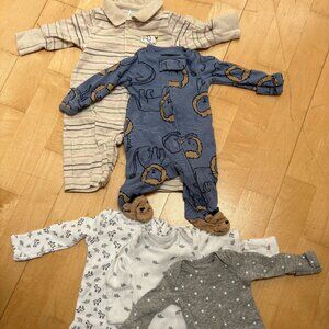 Preemie Baby Boy Clothing Lot 5 Pieces Varied Brands Sleepers One-Piece Outfits